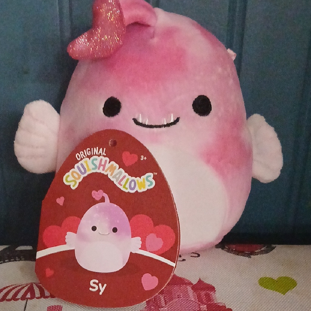 Squishmallows Pink and White Plush with Sparkle Fin